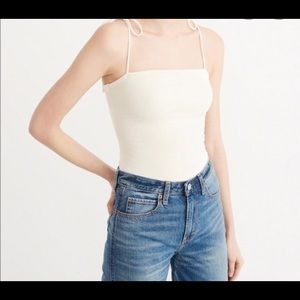 Abercrombie & Fitch tie shoulder bodysuit in cream